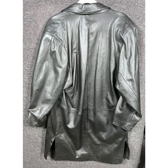 VTG Maquette Leather Long Blazer Coat Jacket Womens 4 Miss Jacksons 90s - Picture 2 of 12